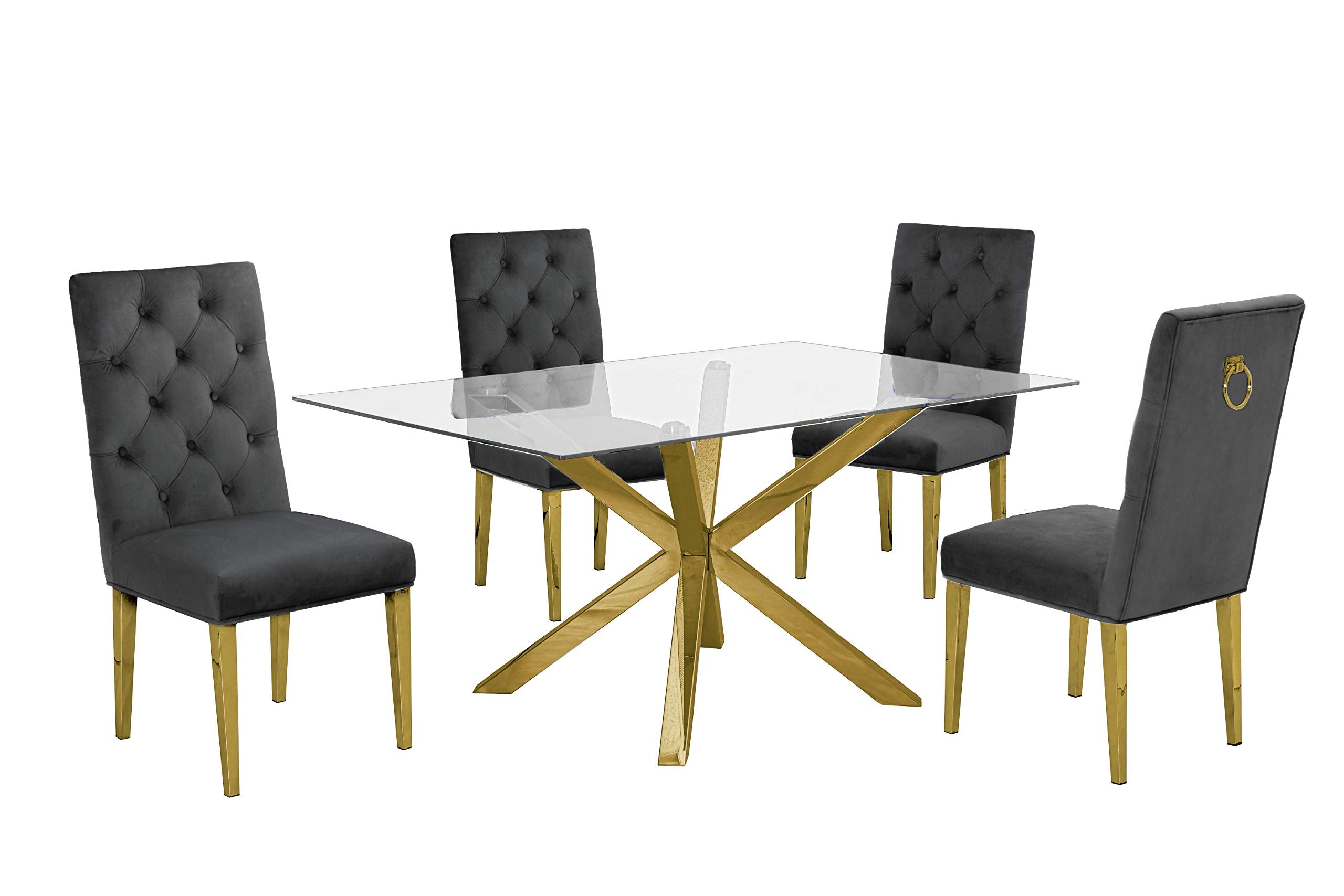 Best Quality Furniture D61-4Sc74 Dining Set, Gray
